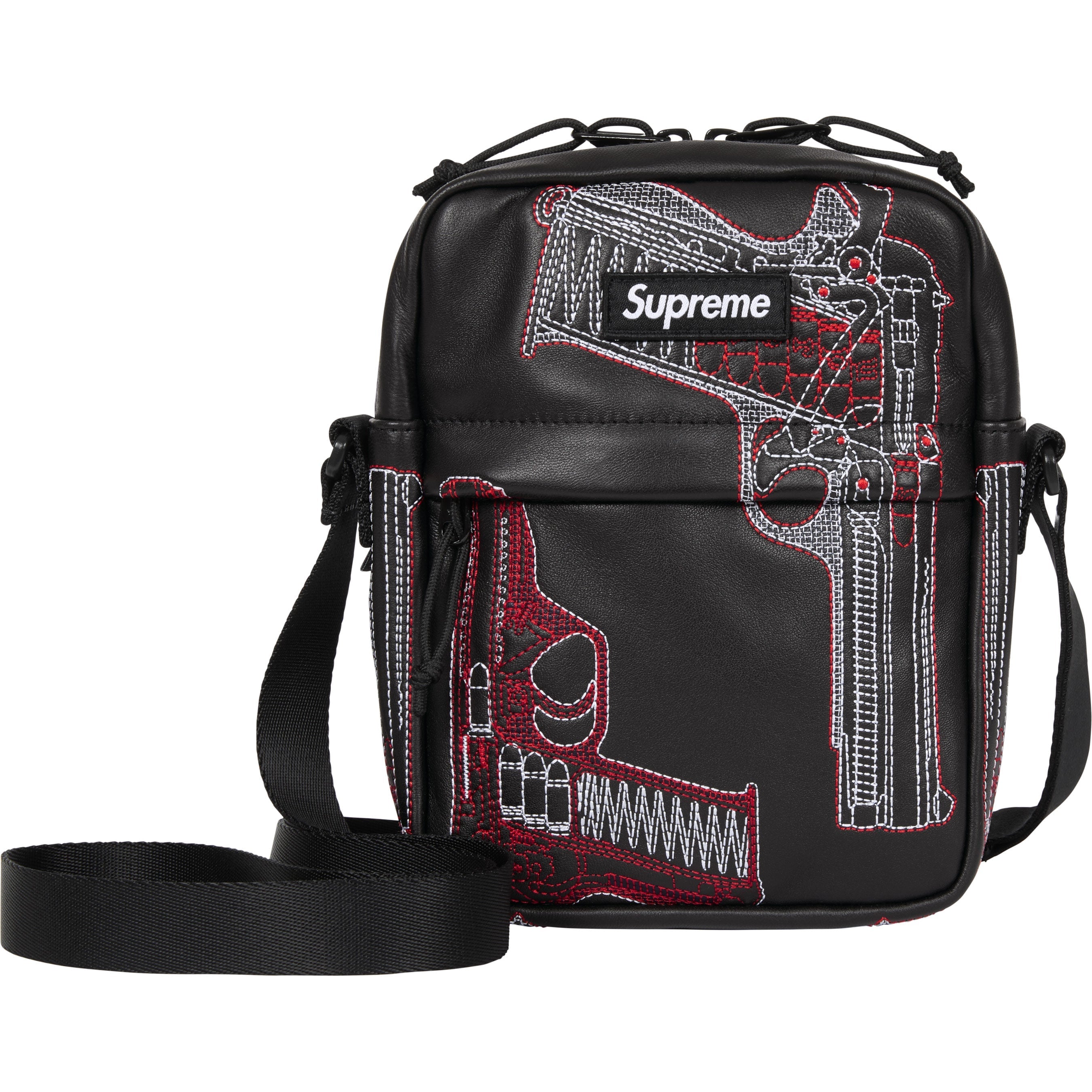 Guns Embroidered Leather Shoulder Bag view 4